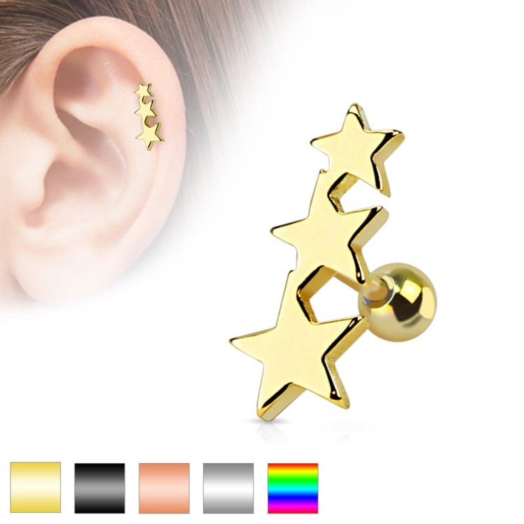Kolczyki do uszu GWIAZDKI chrząstka TRAGUS piercing sklep