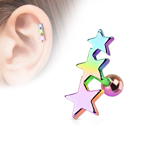 kolorowy holo rainbow kolczyk do chrząstki helix conch stal chirurgiczna piercing sklep olsztyn
