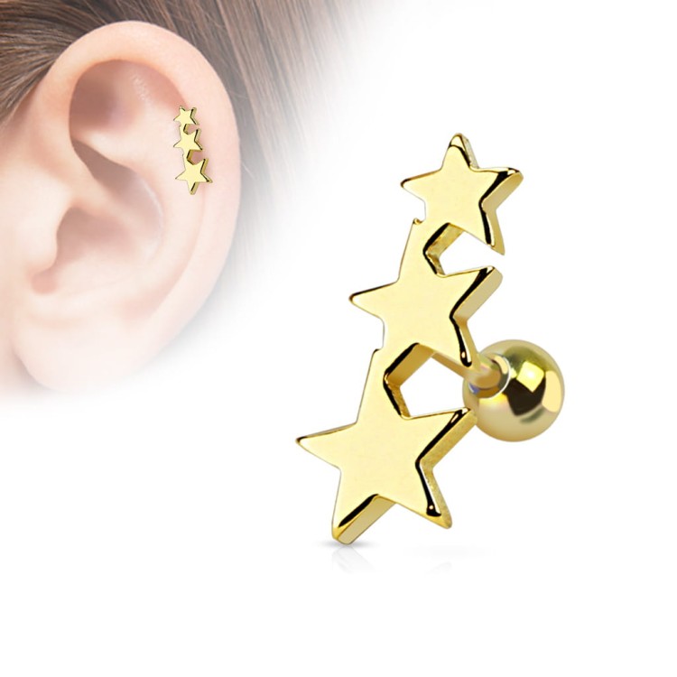 złoty kolczyk do chrząstki helix conch stal chirurgiczna piercing sklep olsztyn