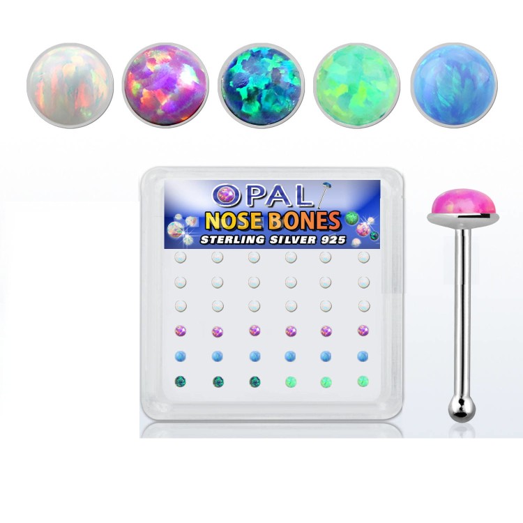 Kolczyki do nosa srebrne 925 Opal diament