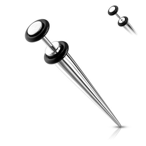 Srebrny fake taper do ucha ze stali 316L F07