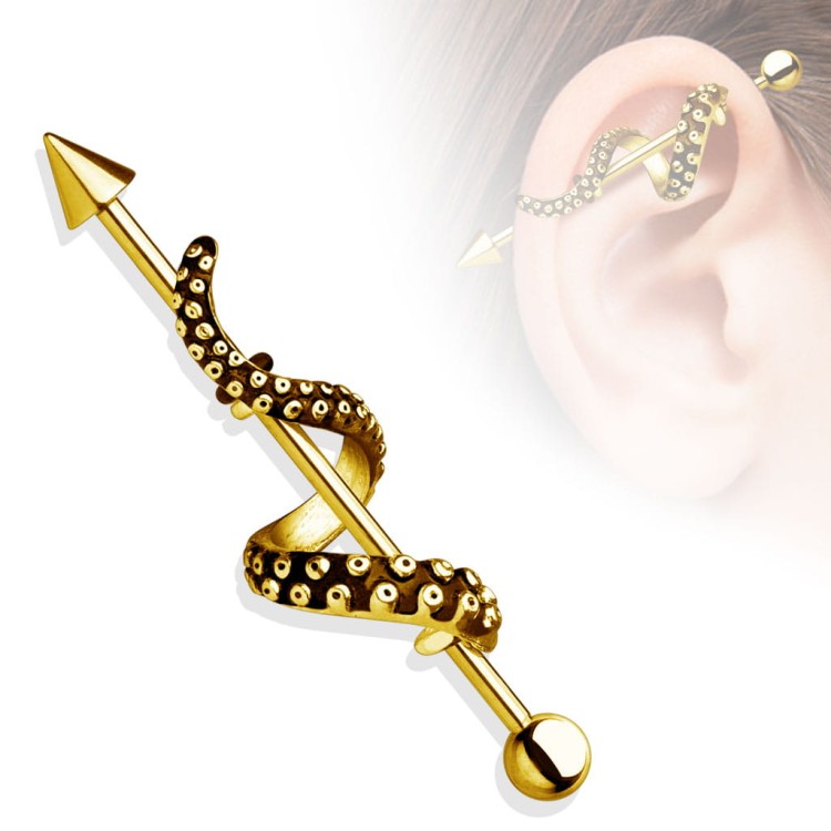 złoty industrial helix stal chirurgiczna kolczyk do ucha piercing sklep