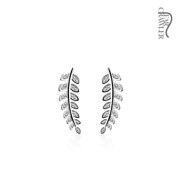 nausznica Kolczyk do uszu Ozdobny srebny liść oliwka Crawlers  sklep z biżuterią