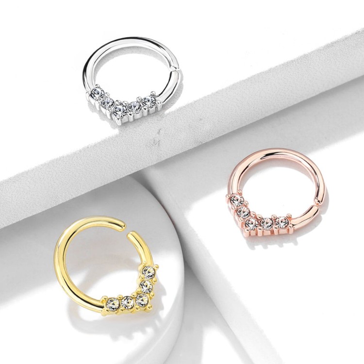 Kolczyk do chrząstki ucha z kryształkami - idealny dla piercingu helix, daith lub septum przekłuwanie