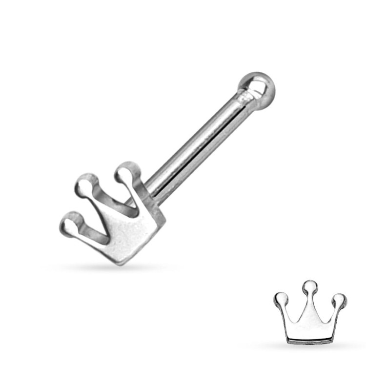 srebrny Kolczyk do nosa korona nostrill piercing ze stali chirurgicznej