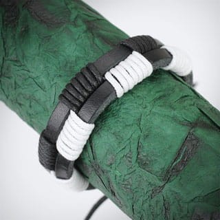 biało-czarna bransoletka, regulowana bransoletka, bransoletka na rękę,