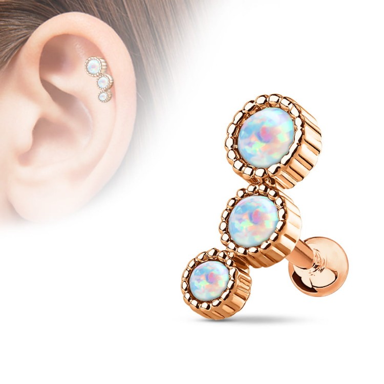 różowe złoto kolczyk w chrząstce piercing ucha kryształki TRAGUS piercing sklep