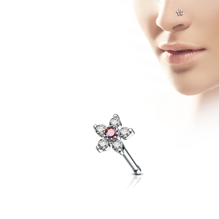 czerwony kwiatek kolczyk do nosa Nostril stal chirurgiczna piercing sklep