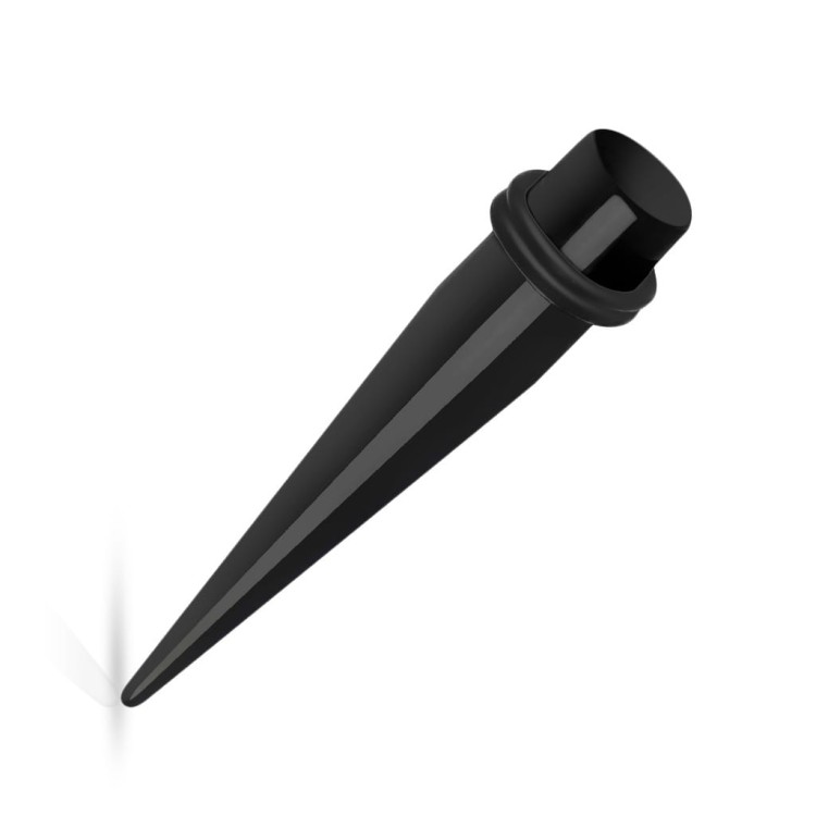 9mm prosty taper z gumką Czarny Rozpychacz do ucha