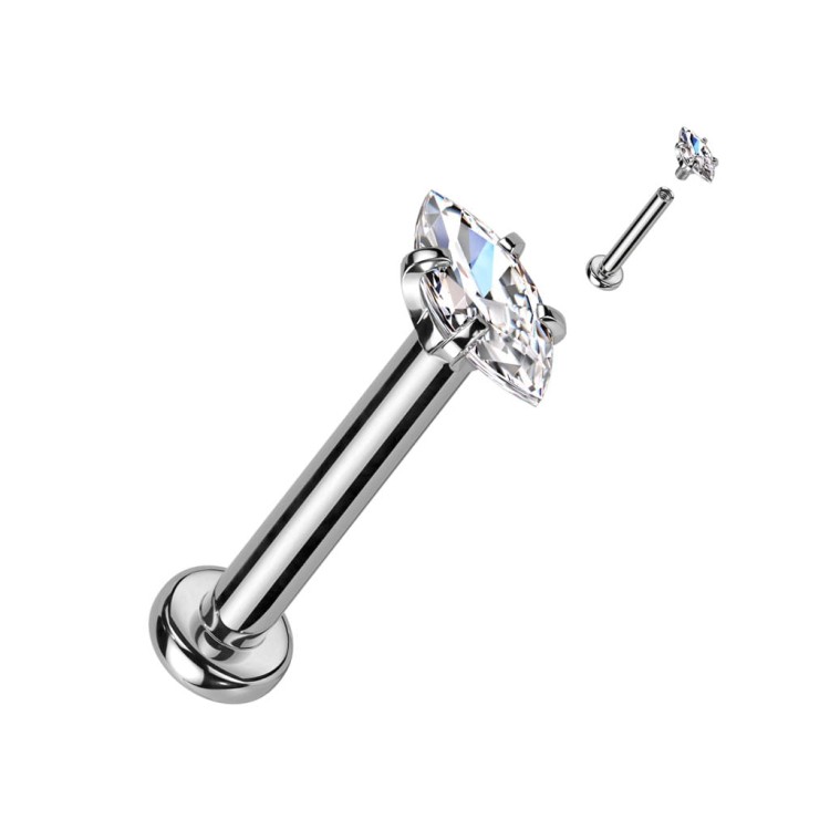 srebrny labret kolczyk do chrząstki ucha helix, rook, conch lobe