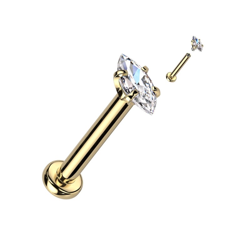 złoty labret kolczyk do chrząstki ucha helix, rook, conch lobe