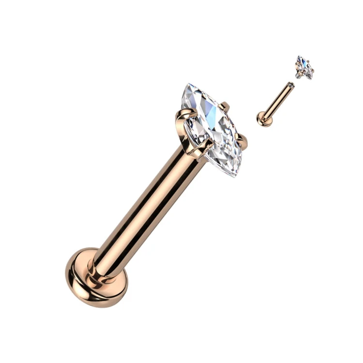 rose gold labret kolczyk do chrząstki ucha helix, rook, conch lobe