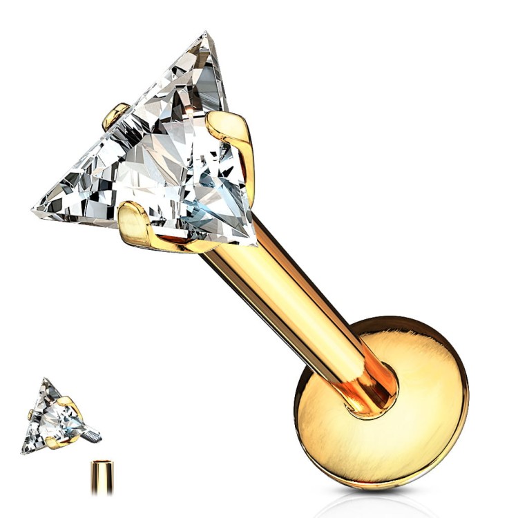 Złoty Kolczyk do wargi chrząstki helix 6mm w uchu