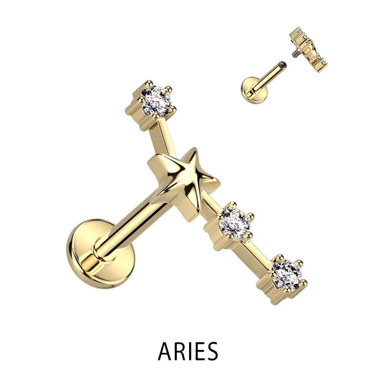 Złoty Kolczyk do Chrząstki Ucha - Znak Zodiaku Baran