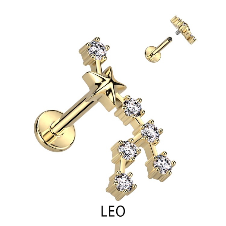 kolczyk Lew, znak zodiaku Leo, kolczyk do chrząstki