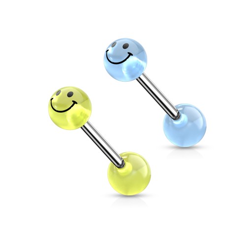 Kolczyk do języka smiley świecący w ciemności