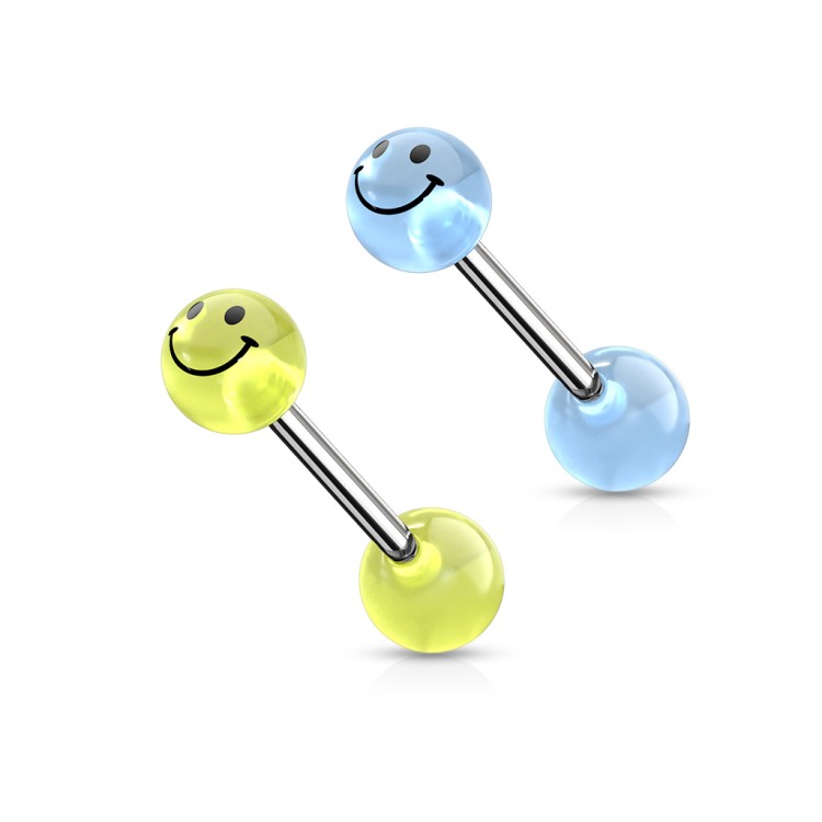 Kolczyk do języka smiley świecący w ciemności