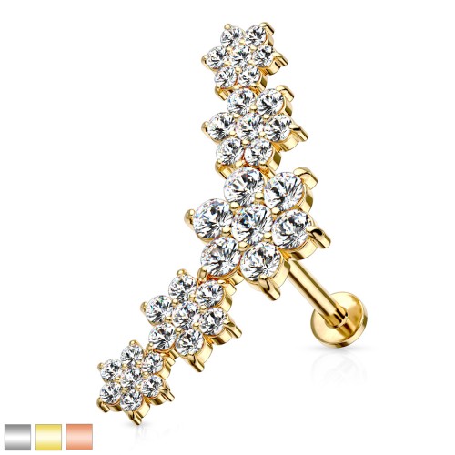 Kolczyk do ucha Five CZ Flowers – helix, lobe