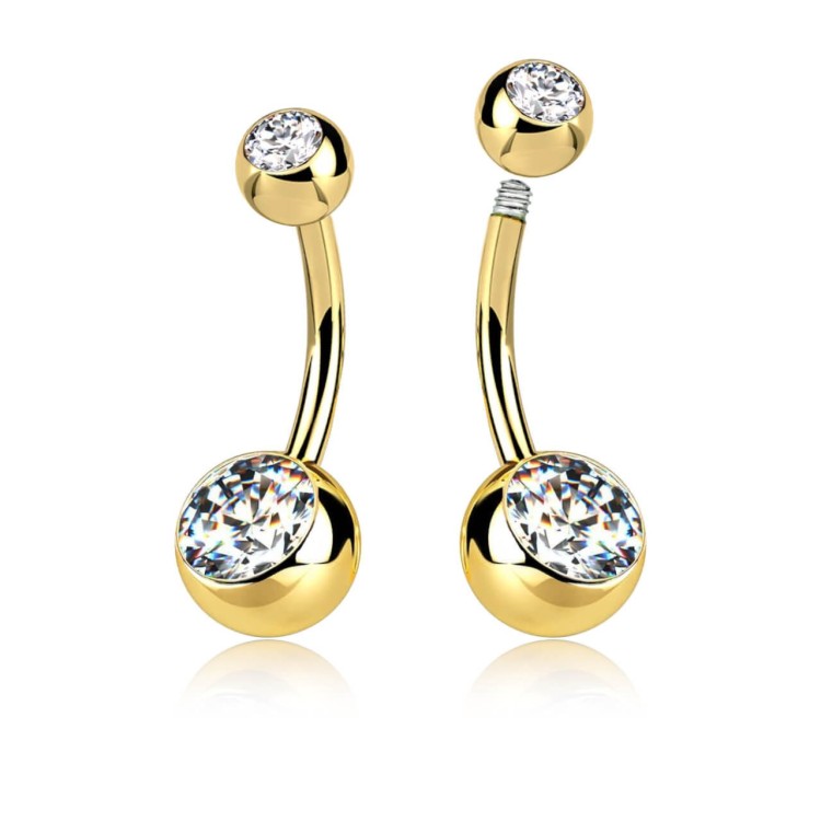 Kolczyk do pępka tytan G23 złoty PVD 1.6 mm antyalergiczny piercing
