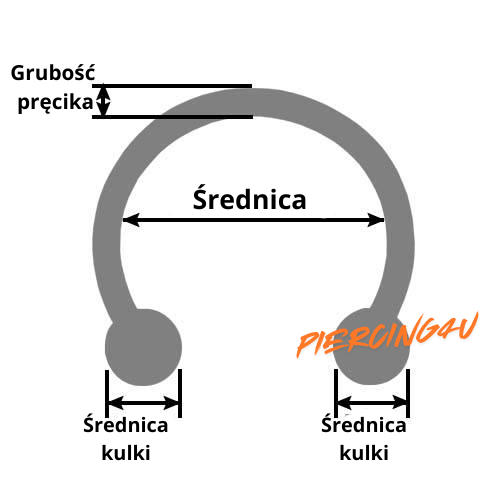 jak  zmierzyć PODKOWA kolczyk Stożek podkówka piercing smiley septum