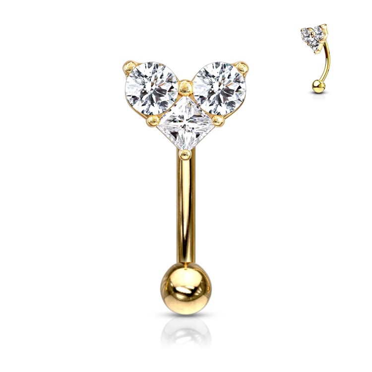 piercing do brwi z serduszkiem – elegancki blask cyrkonii