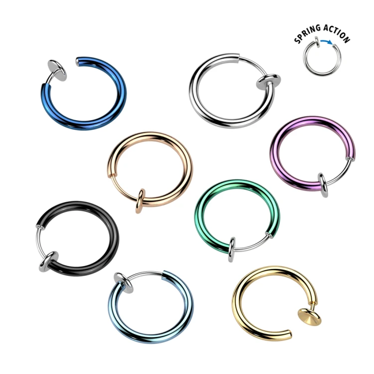 FAKE oszukany Kolczyk do nosa kółko nostril złote septum