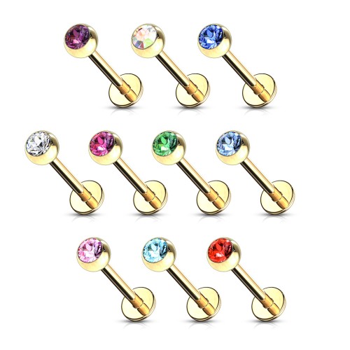 Kolczyk do ucha chrząstki kryształek Wargi złoty  helix