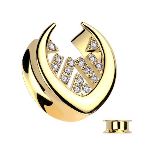 Złoty Półtunel Saddle Spreader tunel do ucha z cyrkoniami