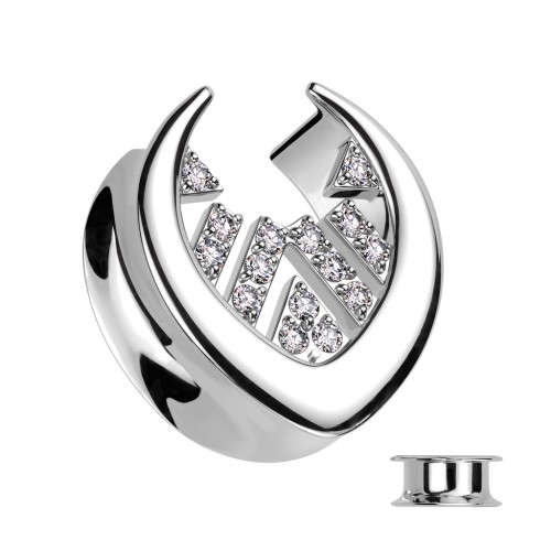 srebrny Półtunel Saddle Spreader tunel do ucha z cyrkoniami