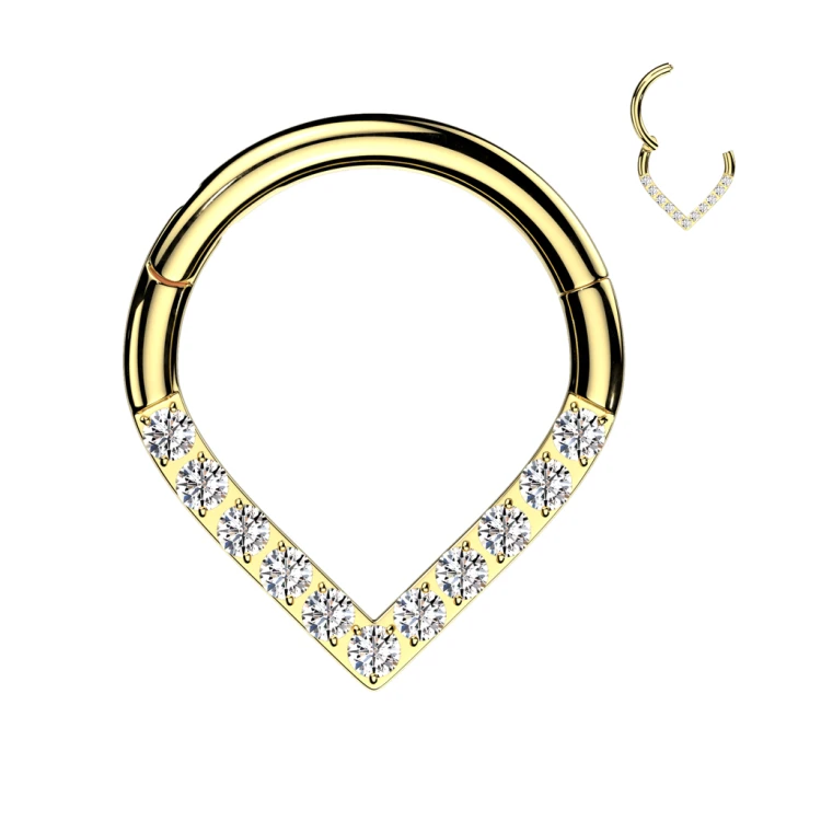 złoty Kolczyk Clicker piercing septum daith helix