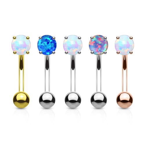 Kolczyk do brwi daith banan stal chirurgiczna 316L opal