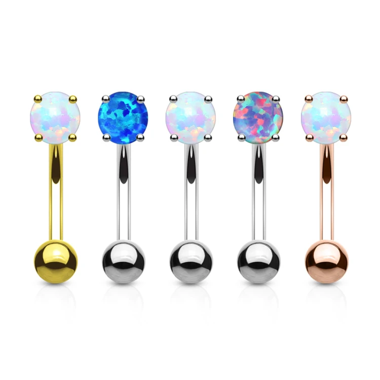 Kolczyk do brwi daith banan stal chirurgiczna 316L opal