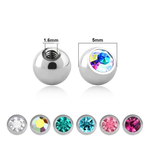 Kulka 1.6mm nakrętka zakrętka zapasowa do kolczyka  pępka języka indrustial  5mm