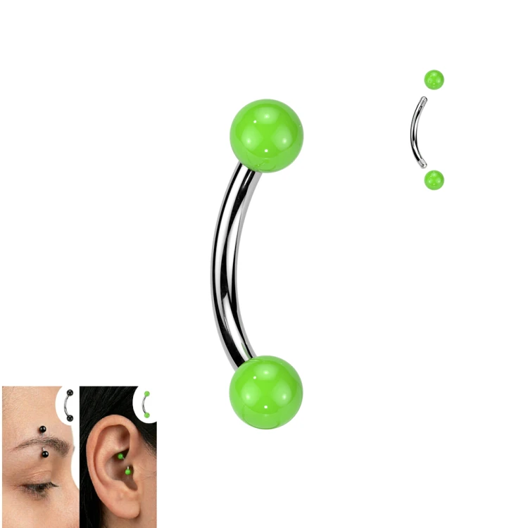 Kolczyk banan do Brwi Daith piercing z kulkami akrylowymi.png