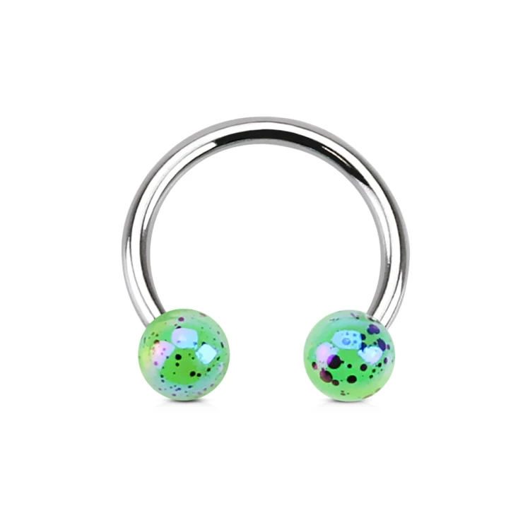 zielona piercing Kolczyk podkowa stal chirurgiczna septum helix lobe