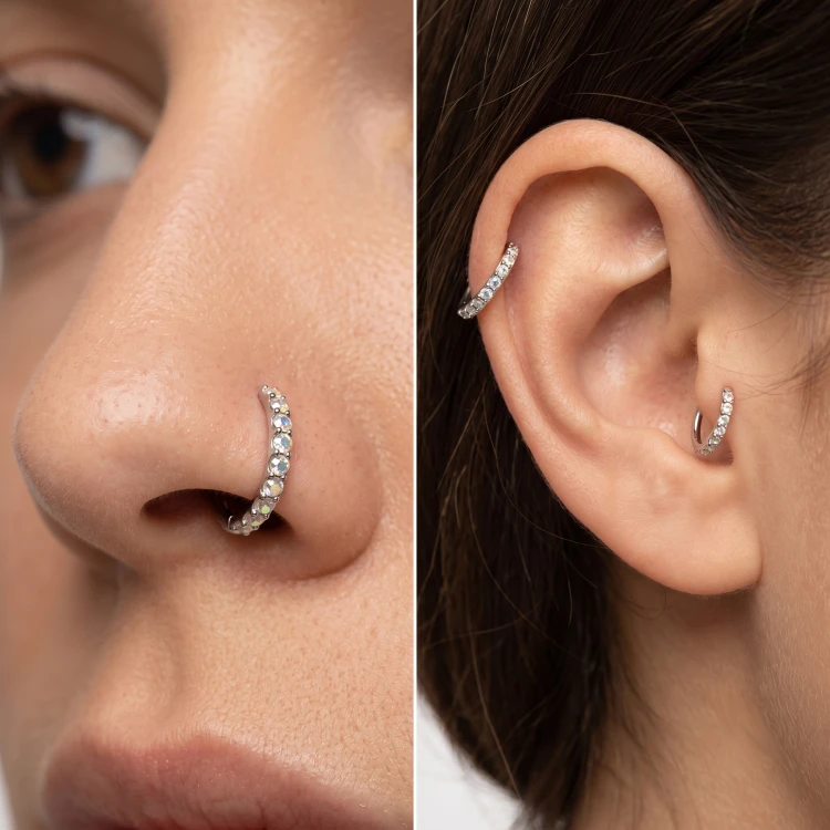 Kliker Piercing Precyzyjny Kolczyk kółko z cyrkoniami nostrill helix.png