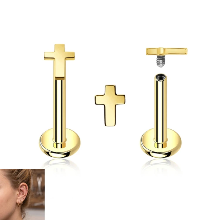 zloty-krzyz-kolczyk-labret-tytanowy-g23-plaski-krzyzyk-gwint-piercing-lobewewnetrzny