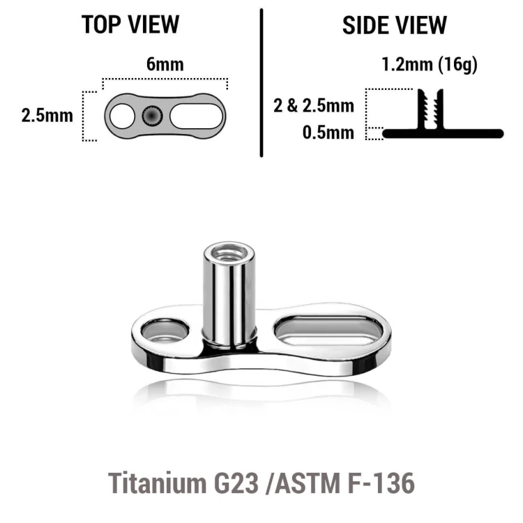 titanium-g23-dermal-anchor-base-plate-length-6mm-2-holes-12mm-16g