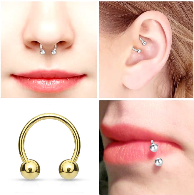PODKOWA złota stal chirurgiczna septum helix kulki chrząstka ucha piercing.jpg