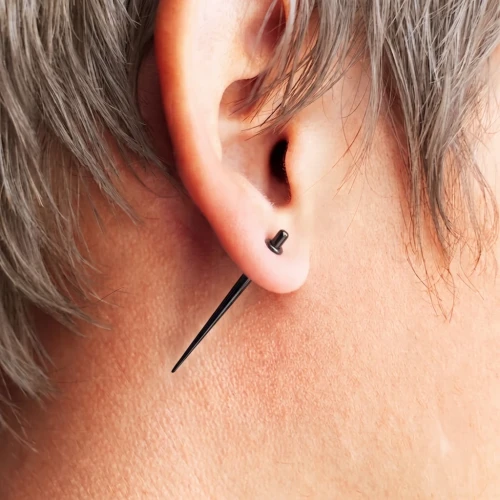 Rozpychacz do ucha mały cienki 2mm czarny prosty taper.webp