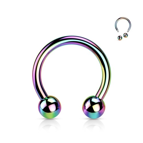 Tęczowa Podkowa Kolczyk z Kulkami Rainbow Septum, Ucho, Warga