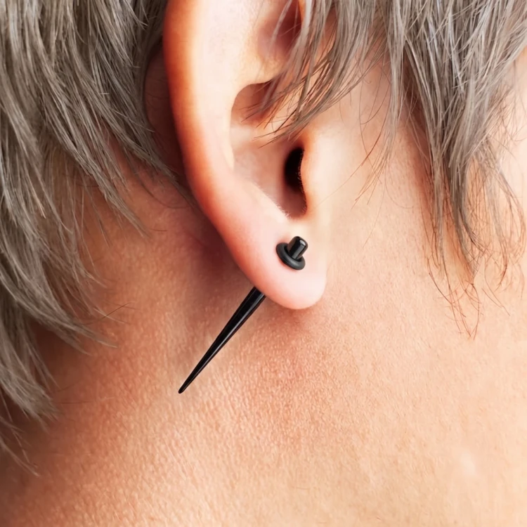 Rozpychacz do ucha mały cienki 3mm czarny prosty taper.webp