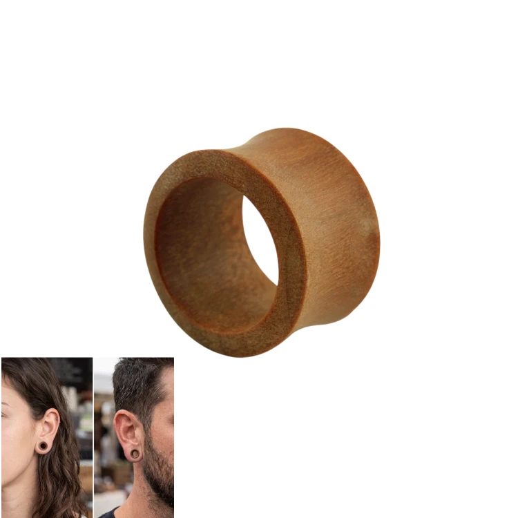 Drewniany tunel 8mm do ucha organiczny.webp
