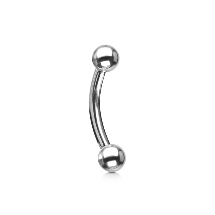 Kolczyk do brwi/ucha banan 316L – różne rozmiary, kulki 3–4 mm