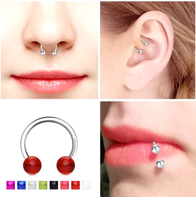 PODKOWA daith  stal chirurgiczna septum helix kulki chrząstka ucha piercing