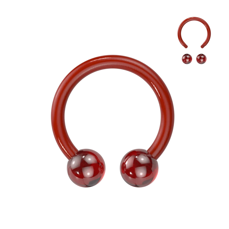 czerwona Podkówka Bioflex do Septum Helix Smiley Daith 8mm