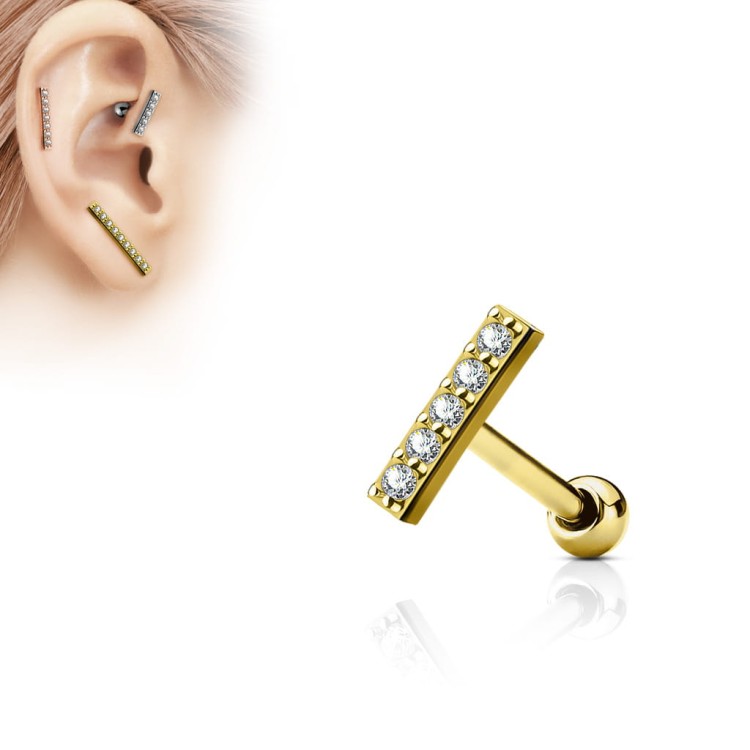 złoty Kolczyk do ucha chrząstki helix tragus piercing sklep z piercingiem przekłuwanie olsztyn