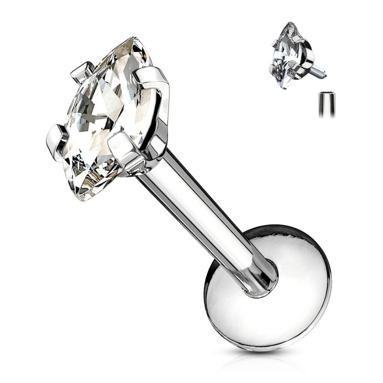 srebrny stal chirurgiczna 316l Kolczyk labret do chrząstki helix w uchu rook conch