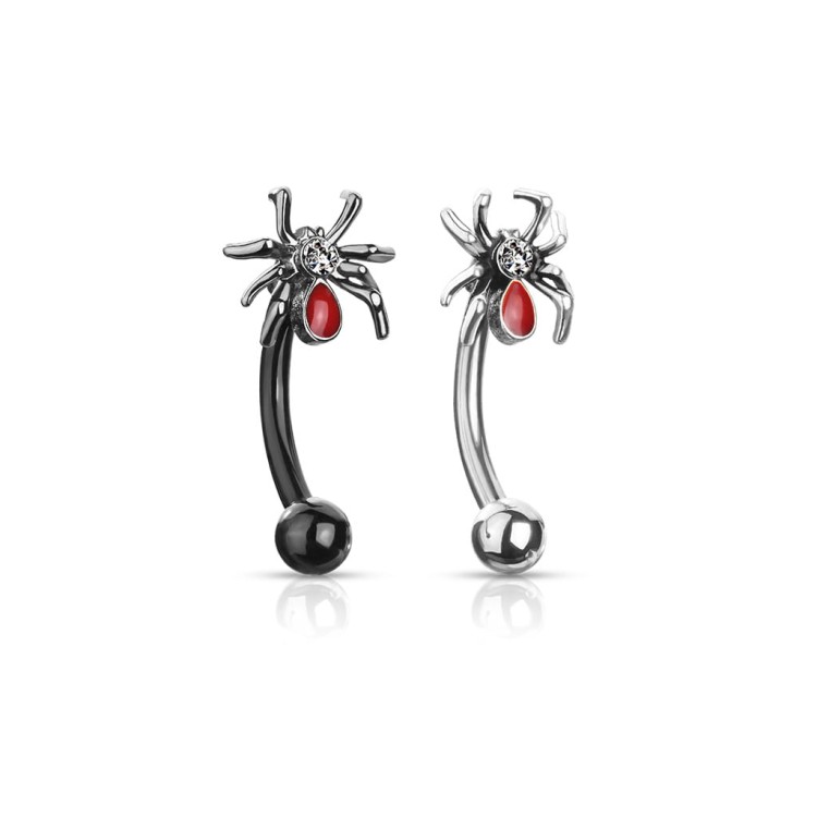 Kolczyk do BRWI pająk czarny stal chirurgiczna