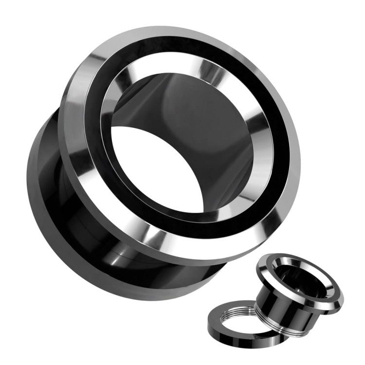 czarny Tunel 12mm odkręcany stal chirurgiczna 316l piercing sklep